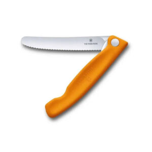 VICTORINOX FOLD STEAK PARING KNIFE SERRATED ORANGE